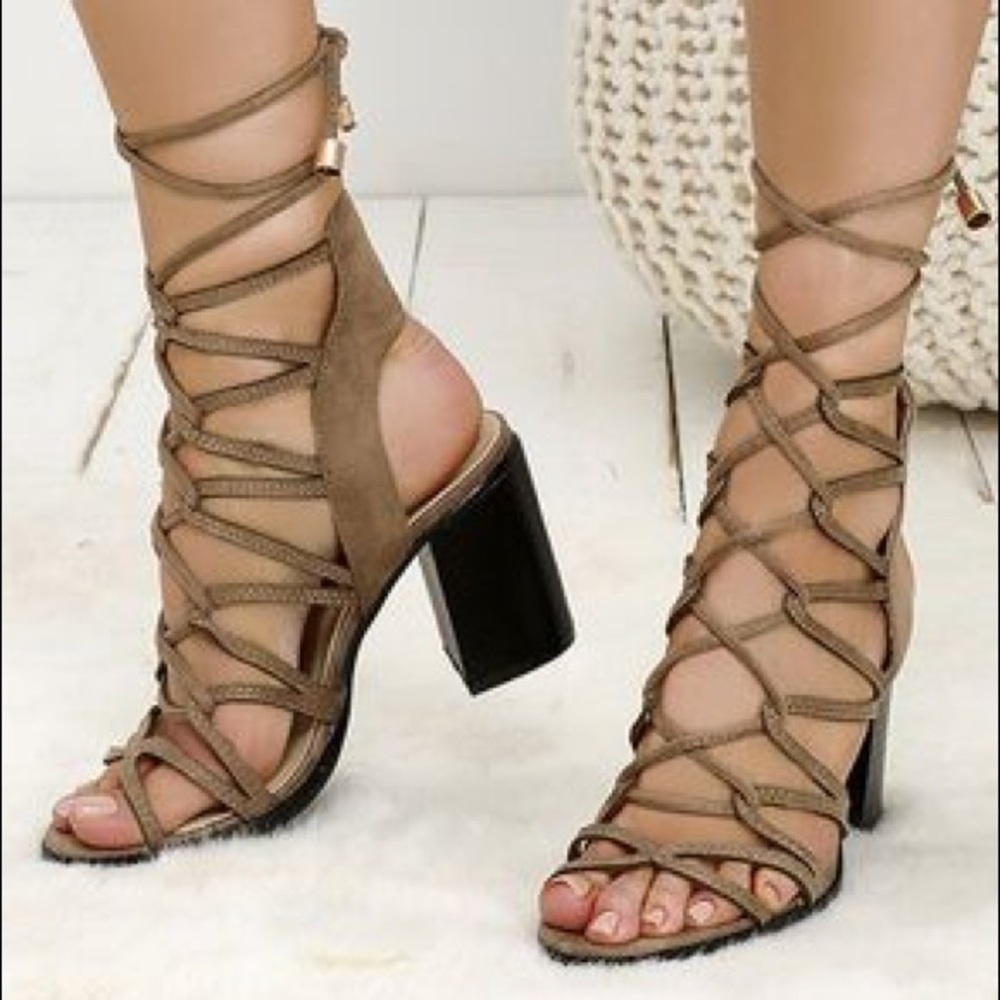Cape Robbin Lace Up Chunky Suede Heels-Never Worn!